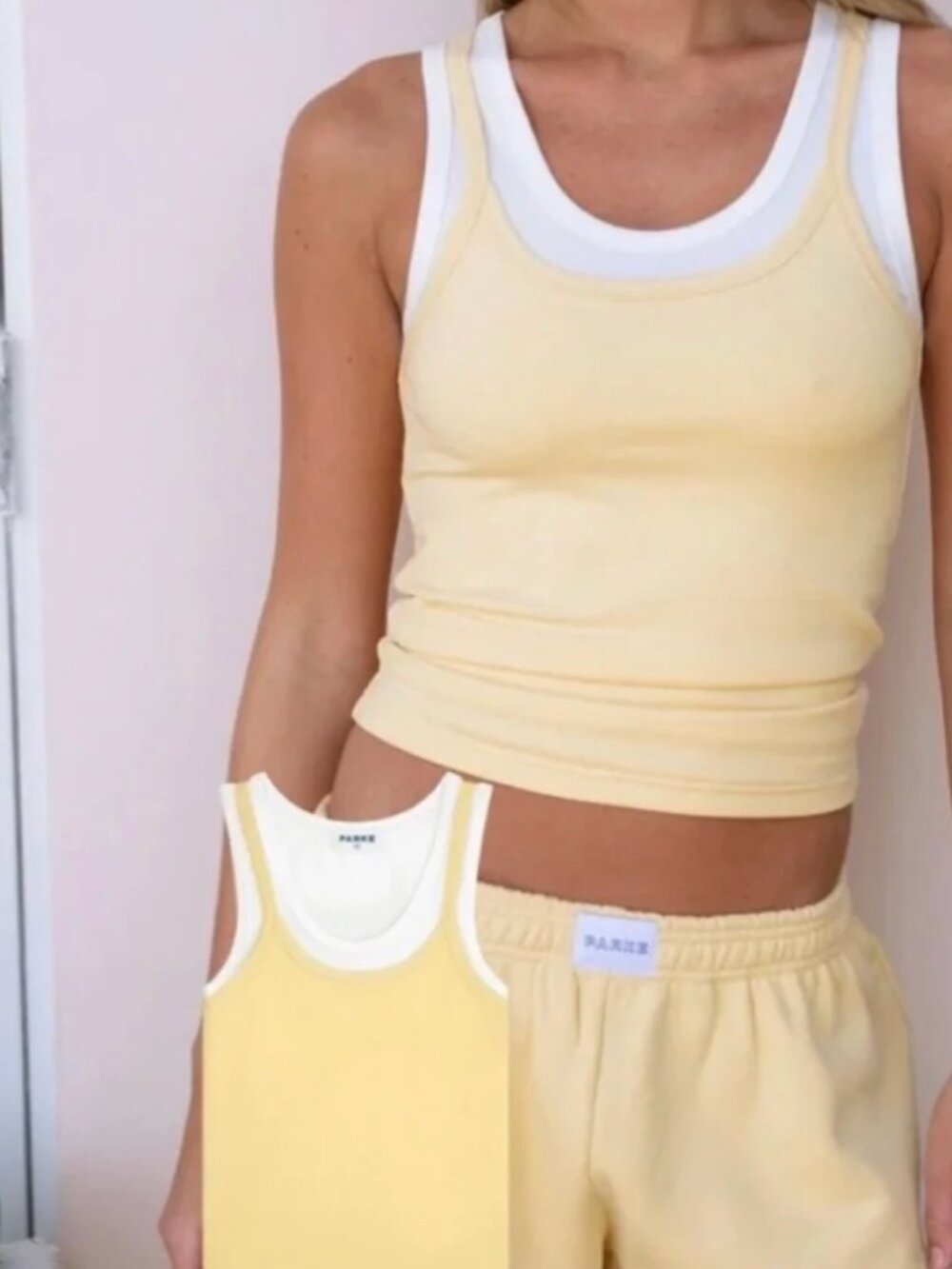 Parke Layered Summerland Yellow Peel Tank Top -layered size XL (fits M/L) NEW
